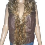American Rag Fur Trim Suede Open Vest Photo 0