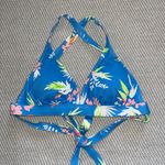 Jessica Simpson Women's Bright Blue Cross Back Floral Bikini Top Sz Sm Photo 1