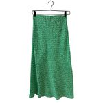 AYR XS The Estella Bias Cut Silk-Blend Midi Slip Skirt Green Goddess Polka Dot Photo 1