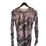 BB Dakota Steve Madden S Animal Print Long Sleeve Ruched Bodycon Mini Dress Pink Photo 9
