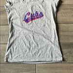MLB Gray Cap Sleeve Fitted Tee with Chicago Cubs Logo Photo 1