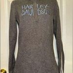 Harley Davidson  Sz S Gray Quarter Zip Knit Pullover Sweater Fair Isle Sleeve Photo 0