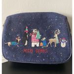 Talbots NWT  Party Animals Navy Speckled Small Wristlet Christmas Embroidered Bag Photo 1