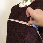 Timing Rust Brown Navy Blue Ditsy Floral Print Blouse Photo 6