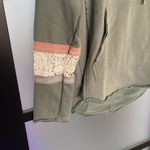 Hem & Thread Green Hoodie with Lace and Pink Accents  Photo 1