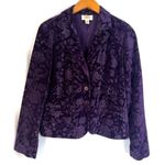 Talbots Dark Purple Jacquard Burnout Velvet Dressy 100% Cotton Jacket Size 12 Photo 8
