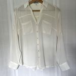 EXPRESS the portfolio shirt long sleeve collared v neck Ivory XS Photo 0