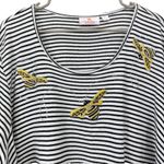 Quacker Factory Embroidered Bee Rhinestone Striped Cotton Knit Top Size 2X Photo 2