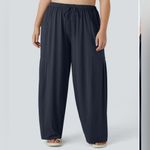 Halara Navy Blue Mid Rise Drawstring Pocket Palazzo Flowy Wide Leg Pants Size 1X Photo 2