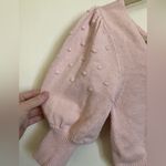 BCBGeneration Y2K Light Pink Cropped Square Neck Balloon Sleeve Sweater Photo 3