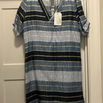 Vilagallo Sheath Shirt Dress Women’s Size 38 US 6 Blue Striped Preppy Classic Photo 0