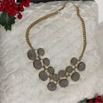 Apt. 9  Gold Tone Statement Necklace Two Rows of Druzy Shimmering Disc Photo 13