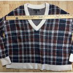 Banana Republic Womens Small Plaid V-Neck Sweater Wool Mohair Oversized Short Photo 3
