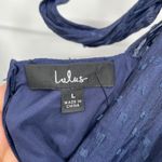 Lulus Navy Blue Tiered Ruffle V Neck Midi Dress Women's Size L Photo 2