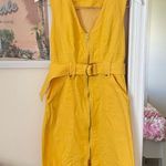 Diane Von Furstenberg  Sleeveless A-Line Zip Belted Denim Dress in Yellow Size 4 Photo 2