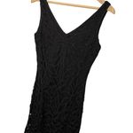 Etoile Beaded Lace V Neck Scallop Lined Vintage Y2K Dress Black XS Photo 2