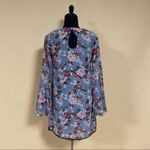 Dee Elle 🛍️ Floral Rose Gray Long Bell Sleeve Mini Sheath Dress Size XS Photo 8