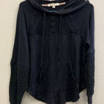 Rewind  pull over crochet sleeve hooded sweater Small boho whimsigoth 740 Photo 0