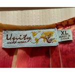 Unity World Wear Women Size XL Orange Pink Abstract Short Sleeve Mixed Print Top Photo 5