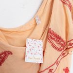 Free People  Womens Top Size XS‎ Peach Red Embroidered One Shoulder Ruffle Boho Photo 4