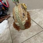 CEM NWT Beaded Evening Bag Purse Taupe Gold Floral Embellished Clutch UNIQUE Tan Photo 3