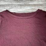 Loft Casual Knit Shirt Blouse Top Crewneck Tie Slit Mid Sleeves Burgundy XXS 2XS Photo 6