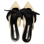 ZARA Black and Cream Mules with Bow Detail Photo 2