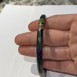 Cloisonné Vintage Costume Bracelet Bangle Blue Flower Pattern Photo 7