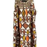 BCBG Maxazria Dress Medium Shift Dress Geometric Crochet Brown Orange White Boho Photo 0
