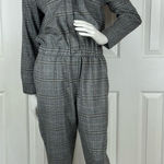 Lucca Couture LUCCA Gray Plaid Women's Jumpsuit Long Sleeve Size Medium. D26 Photo 0