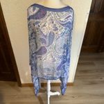 J Jill Paisley X3X Kimono Cover Up Poncho Blue White Viscose Modal Blend Photo 2
