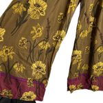 Anthropologie Wide Leg Pants Brown Yellow Floral Lightweight Pleated Maeve 0 Photo 3