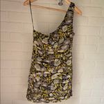 ZARA  dress One-Shoulder Floral  Black gold Purple ruched medium NEW Photo 1