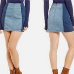 Free People Free People Womens Size 8 Blue Two Toned Modern Femme Color Block Mini Skirt Photo 1