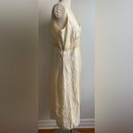 April Cornell Cream Crinkle Satin Sleeveless Midi Dress Sequin Embroidery Large White Photo 2