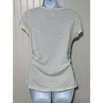Athleta  T-Shirt V-Neck Embroidered Stitching Short Sleeve Tee Shirt‎ White XS Photo 3