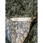ZARA  Khaki Green Claris Printed‎ V-Neck Short Sleeve Dress Small Photo 2