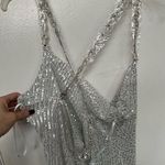Lulus NWT Famous Behavior Silver Sequin Cowl Neck Mini Dress Large New Photo 9