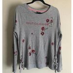 Nautica FLORAL LONG SLEEVE T-SHIRT Red Flower All Over Print Grey size L Photo 0