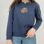 vintage sunflower embroidered crewneck aweatshirt top size xs/s Blue Photo 0