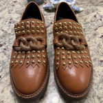 Saint G Studded Brown Chain Buckle Loafers Shoes Size 8 Photo 0