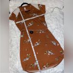 No Bo Nwt Boho Brown Floral tunic Dress short sleeves belt x-large 15/17 Photo 6