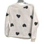 Loft Heart Sweatshirt Pullover Heart Print White Black Mod Size Small Plush Photo 0