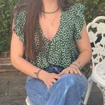 SheIn Green Floral Ruffle Top Photo 1