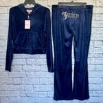 Juicy Couture 🔥 Bling OG Velour Iconic Tracksuit Hoodie Pants Atlantis Blue XL Photo 2
