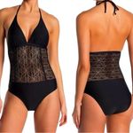 Ella Moss  orange peach crochet one-piece swimsuit size M Photo 1