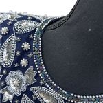 Laurence Kazar Vintage 1980s 100% silk navy blue beaded/embellished dress size L Photo 9