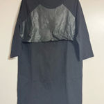 COS Women’s ‎ Black 3/4 Sleeve Knee Length Dress Front Leather Panel Size Medium Photo 0