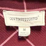 Coverstitched  Long Sleeve V Neck Top Blouse Crimson Red White Plaid Medium Photo 5