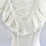 Central Park West New  Lace Up Ruffle Sleeveless Knit Bodysuit White Photo 5